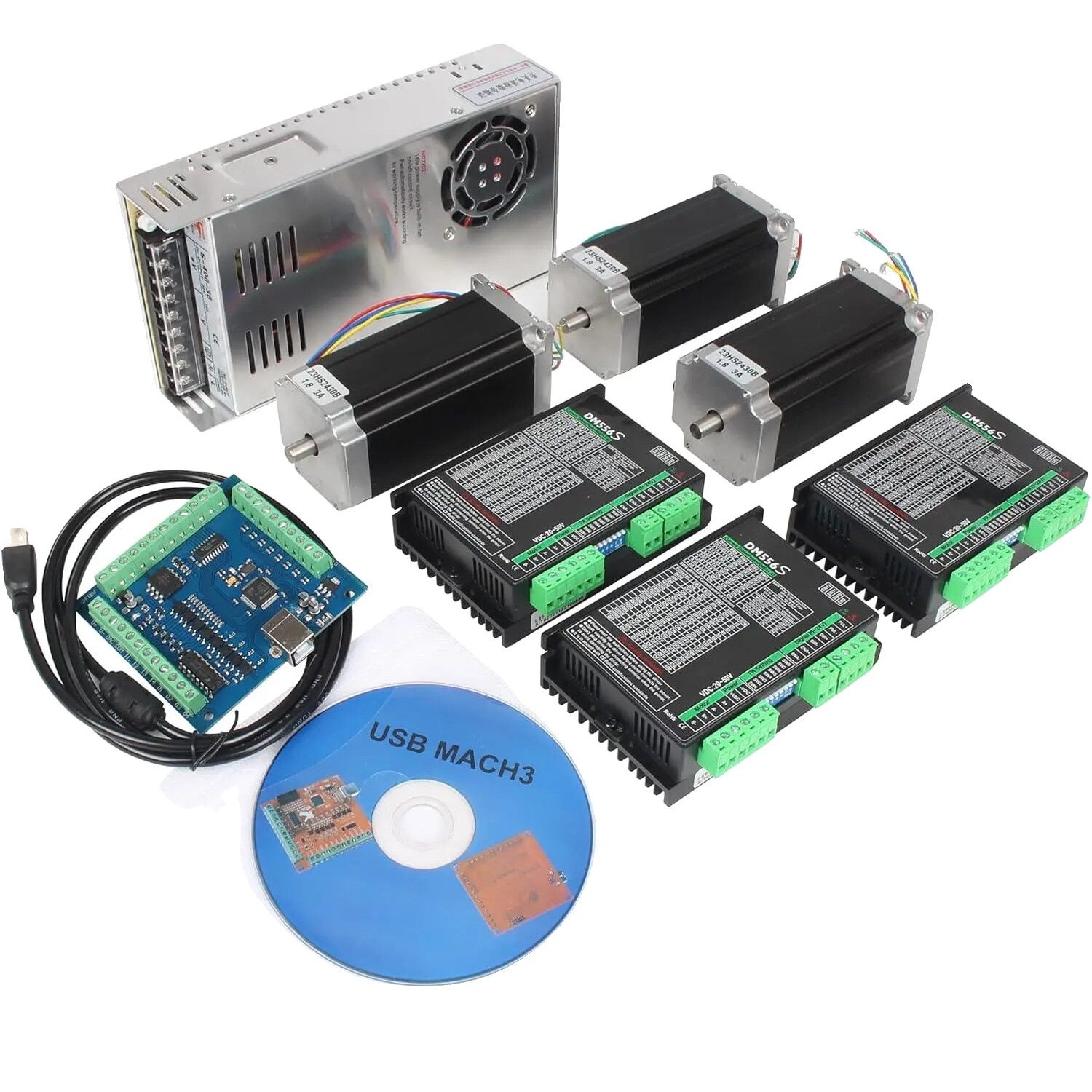 WIRED Y ページ Kit CNC 400W, 4 motoare pas cu pas Nema23, 4 drivere DM556S, placa