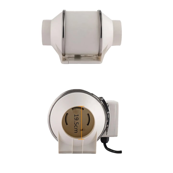 Канален вентилатор, 900 м/ч, 130 W, 200 мм, бял, 31x24x23 см