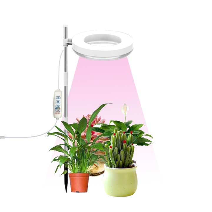 Lampa de Crestere pentru Plante Jormftte, LED, Spectru Complet, Functie de Temporizare 3/9/12H, Inaltime Ajustabila, pentru Plante Mici