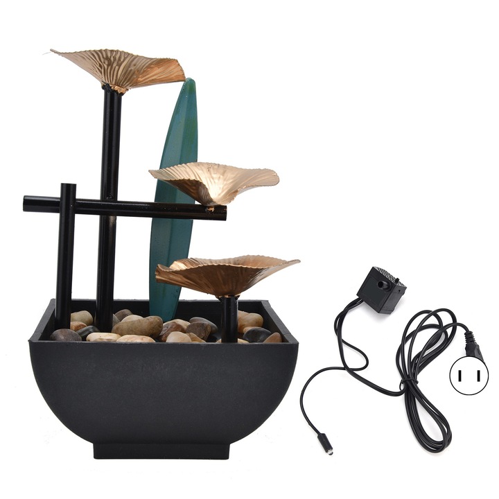 Декоративен фонтан от ковано желязо, TNEAYWHE, орнаменти Фън Шуй, 110V, за офис или телевизионен шкаф