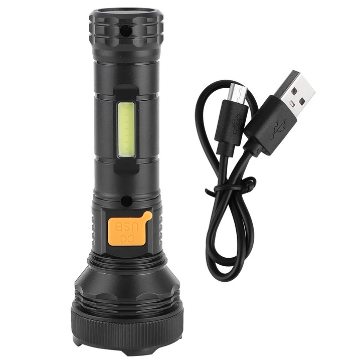 LED фенерче, твърдо тяло, ABS, 3 режима, водоустойчиво, 15.2 см, черно