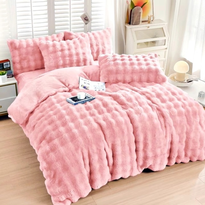 Lenjerie de pat Cocolino Spots UNI, 4 piese, roz, pentru pat dublu, Patone