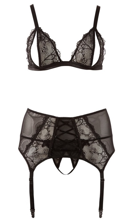 Szexi fehérnemű szett, Cottelli Collection, Poliamid, Fekete, 4XL INTL