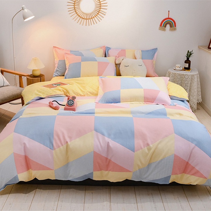 4 részes ágyneműhuzat garnitúra, Jormftte, puha pamut, kétoldalas design, változatos színek, 1.2m