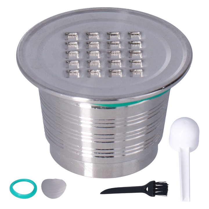 Capsula de cafea reutilizabila, Mmgoqqt, Inox, Compatibil cu Nespresso, 50 ml, Argintiu
