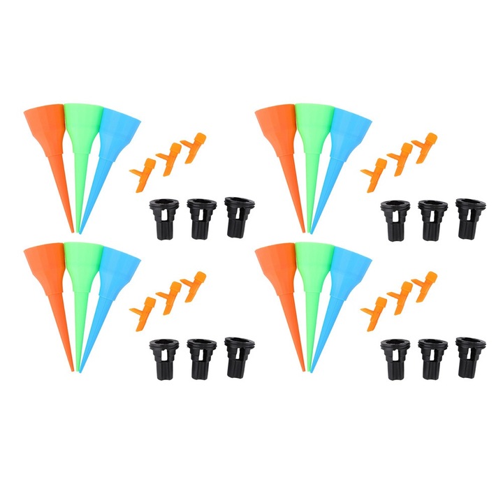 Комплект 12 броя автоматични капкообразуватели за напояване, Jormftte, универсален дизайн, контролен клапан, многоцветен