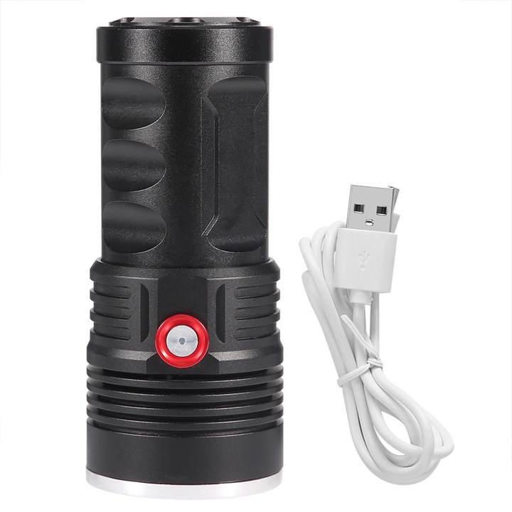 LED фенер, Jormftte P50, алуминий, водоустойчив, 3 режима на светене, 300-500м, черен