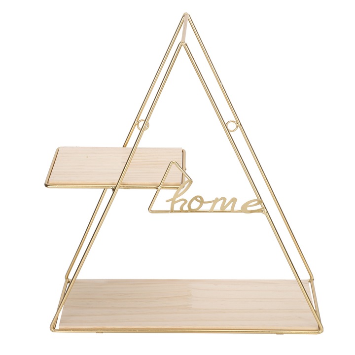 Jormftte háromszög alakú fali polc, kovácsolt fém, kopásálló, galvanizált, 30x45cm