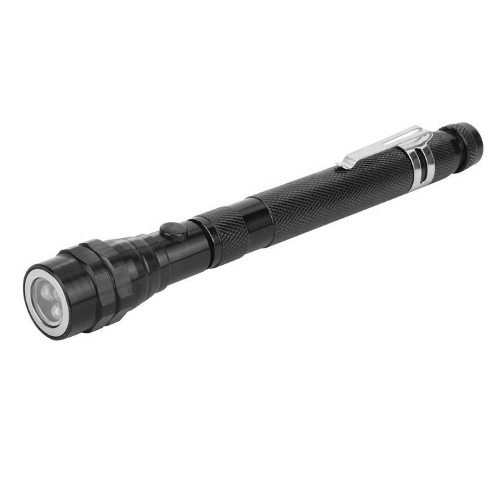 Преносим LED телескопичен фенер Jormftte, с магнит, 3 светодиода, черен, 170mm x 550mm