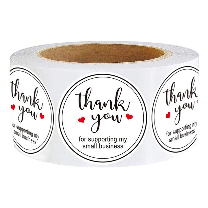 Dekoratív matricák szett "Köszönöm, hogy támogatod a kisvállalkozásomat", Jormftte, 2,5 cm, retró dizájn, többszínű