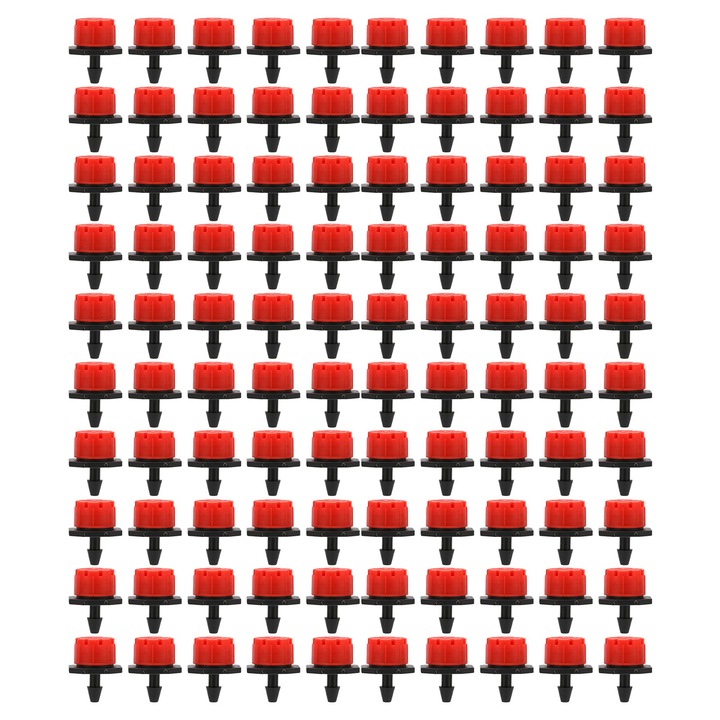 Set 100DB Állítható 360 fokos öntöző szórófej, Jormftte, 1/4in, öntözőrendszerhez, piros