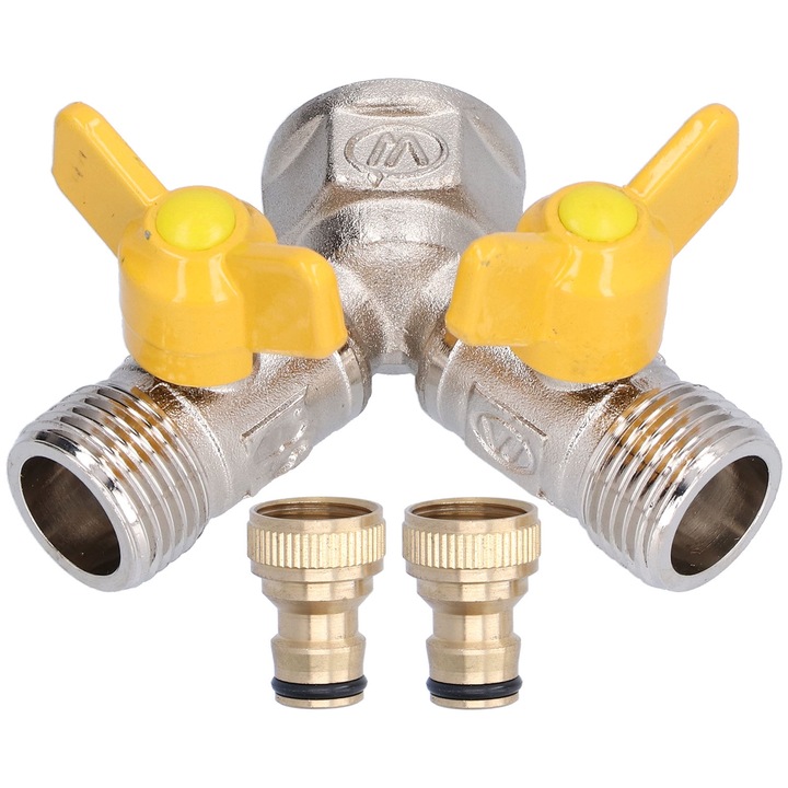 Y-alakú szelepcsatlakozó tömlőelosztó mellbimbó adapterrel kerti öntözési tartozékhoz