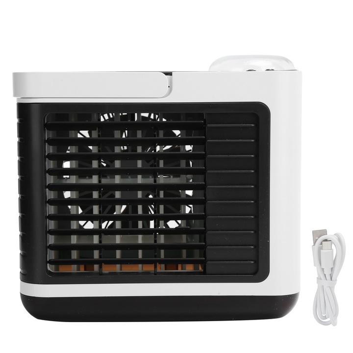 Mini vízhűtéses ventilátor USB töltésű negatív ionos légkondicionáló asztali léghűtőfehér