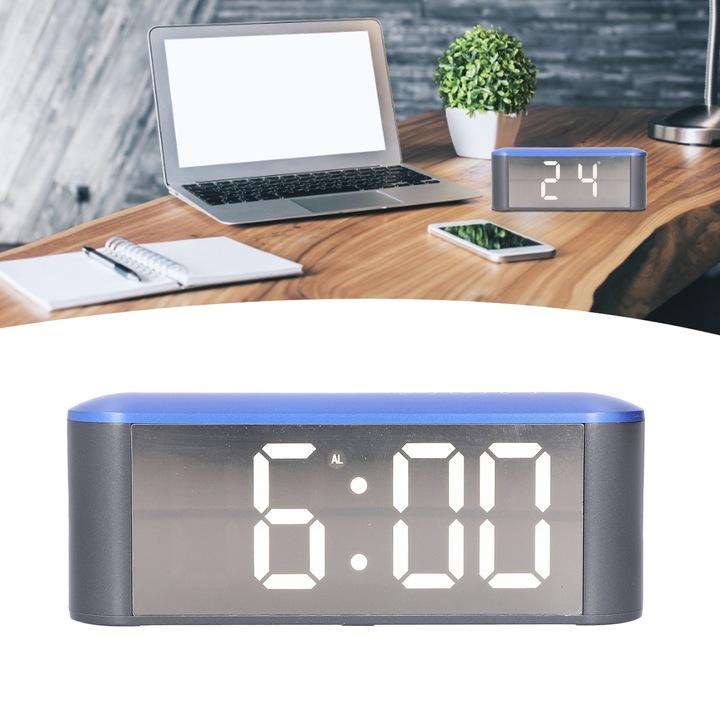 Jormftte asztali óra, digitális, LED, fehér, ébresztő funkció, kompakt méretek