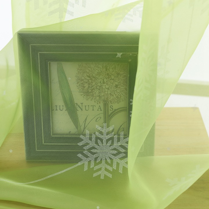 Modell Hópehely Mintás átlátszó ablakfüggöny Voile átlátszó panelek hálószobába, nappaliba, gyümölcszöld