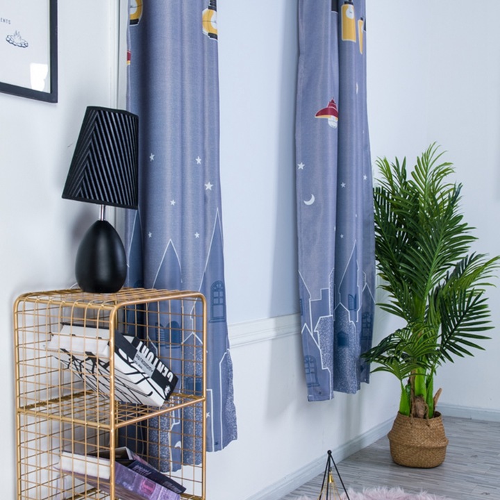 Nappali Hálószoba Poliészter Nyomtatott Minta Árnyékoló Ablakfüggöny Dekoráció Szürke