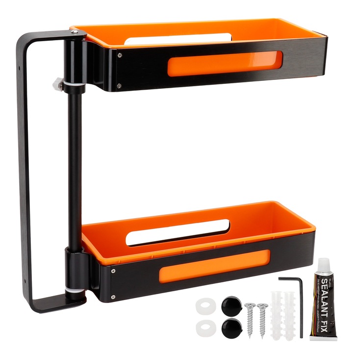 Jormftte, 2 szintes forgatható függőkosár, alumínium, fekete + narancs, 39.2x35x13cm