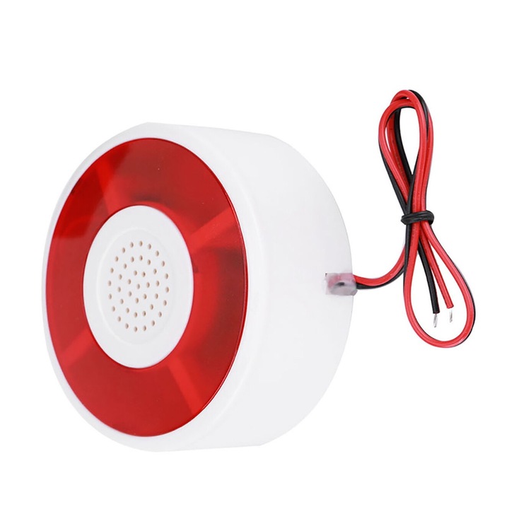 LED алармена лампа Mmgoqqt, RJA-108, от ABS пластмаса, 12V, 110dB, бяло/червено