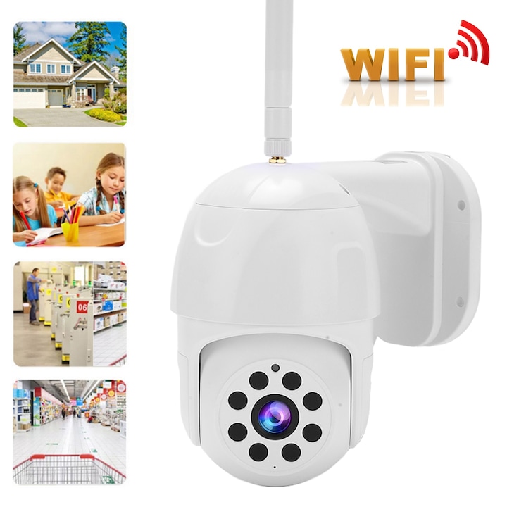 Camera IP Jormftte, 1080P, impermeabil IP66, viziune nocturna color, 100-240V
