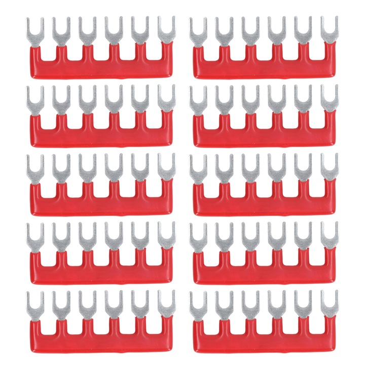Set 10 buc Benzi terminale tip furca Enforose, cupru pur, PVC ignifug, 400V, 15A