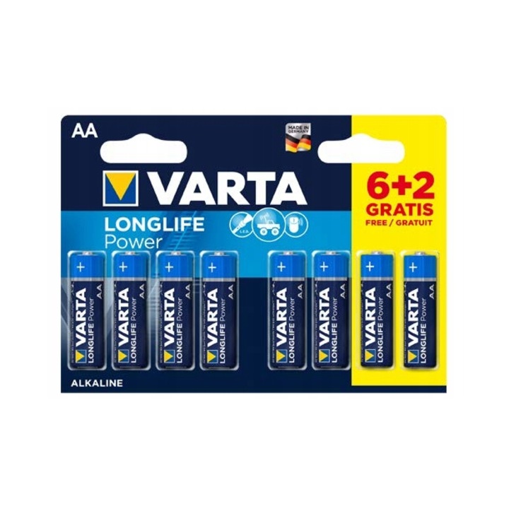 8 db Varta LR06 Longlife alkáli elem készlet