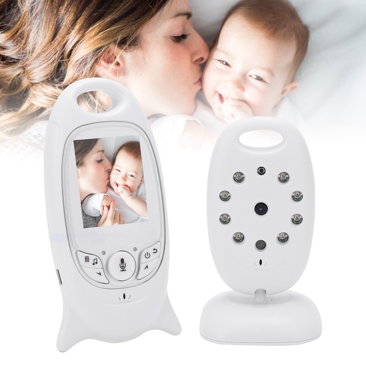 Jormftte bébiőr videó monitor, 2.4in, kétirányú kommunikáció, infravörös éjjellátó, 100-240V