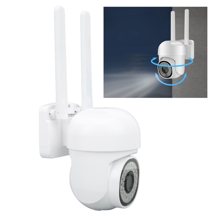 Camera de supraveghere tip bec, Jormftte, 1080P, 360° unghi de vizionare, alb