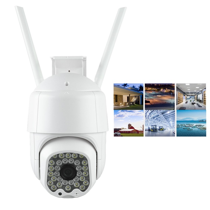 Camera de supraveghere Jormftte 2.0in IP66, 1080P, noapte, intercom vocal, alb