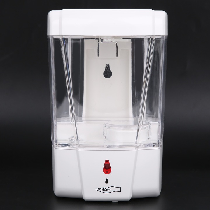 Automata szappanadagoló, hosszú cipzárral, űrtartalom 700ml, fehér, 16x11x10cm