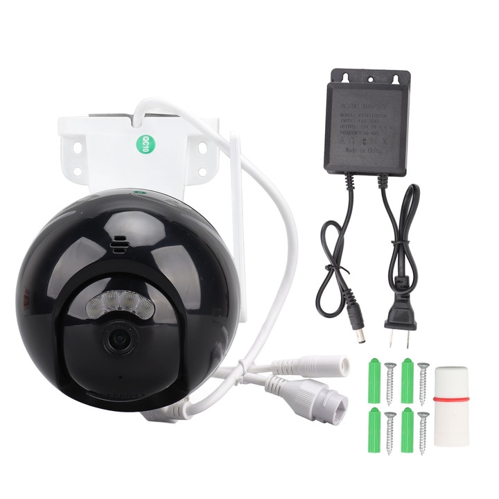 Camera de supraveghere exterioara Jormftte, IP, 2.7K, vedere nocturna HD, rezistenta la apa IP66, suport stocare 64G TF