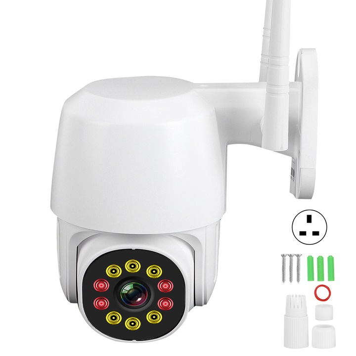 Camera IP Jormftte, WiFi, 720P, detectie miscare, viziune nocturna infrarosu, audio bidirectional, 100-240V