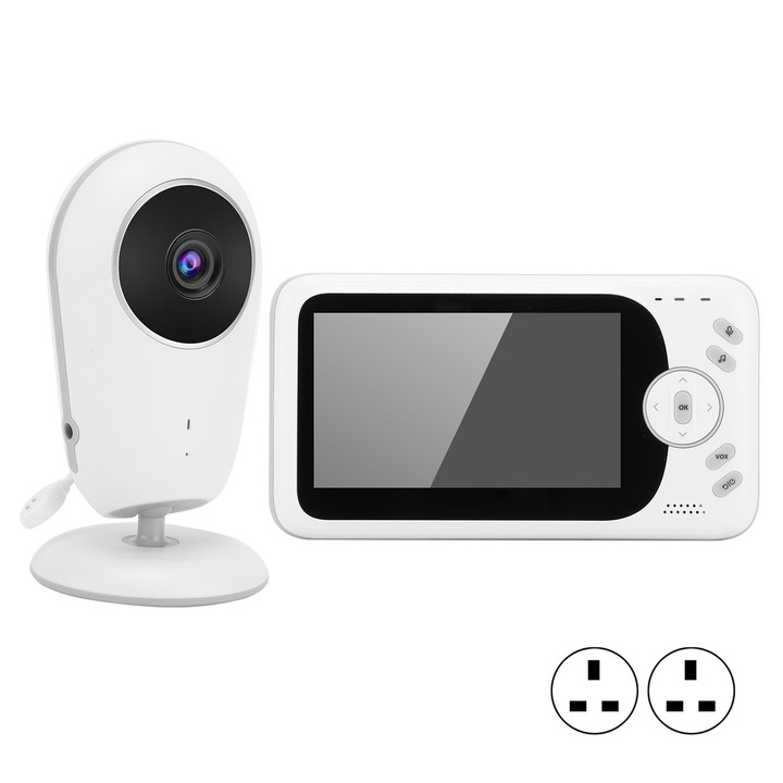 Jormftte 4.3 hüvelykes videós bébiőr, kétirányú kaputelefon, éjjellátó, 100-240V