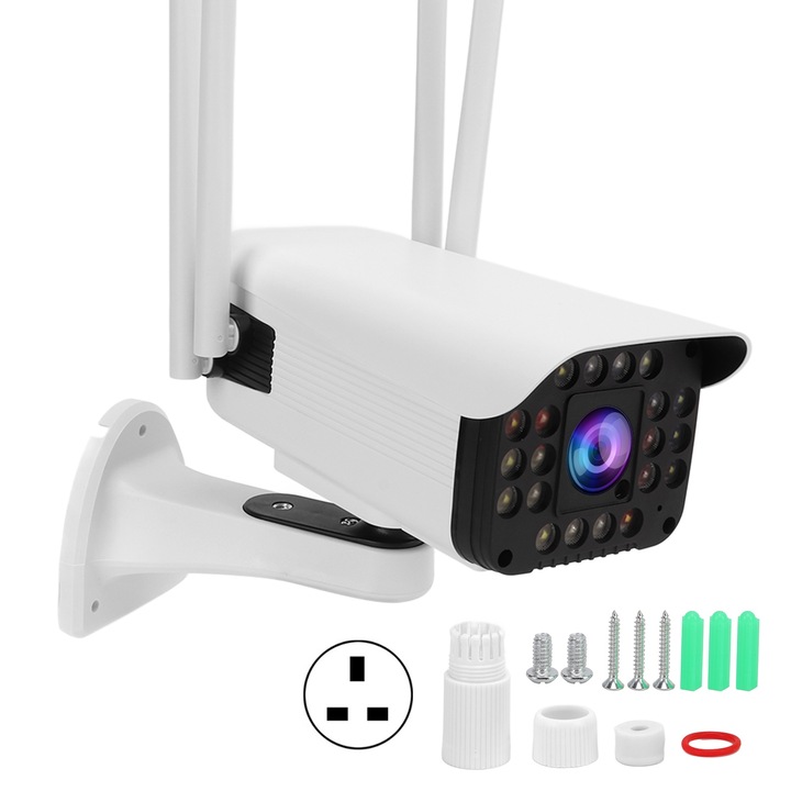 Camera de supraveghere PTZ Jormftte, 1080P, alb, suport WIFI, detectie miscare, intercom bidirectional