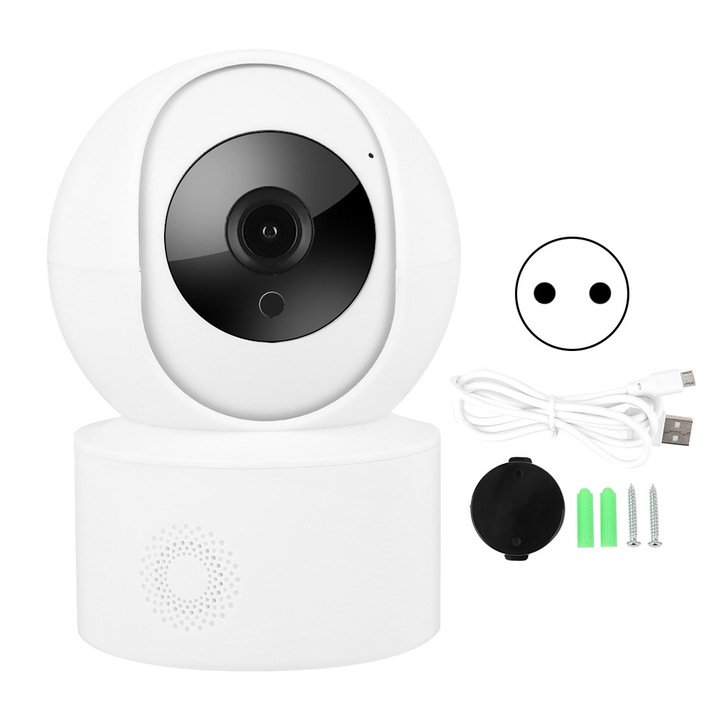 Camera de supraveghere Jormftte, duală, 2MP, noapte cu infraroșu, audio bidirecțional 1080P, 100-240V