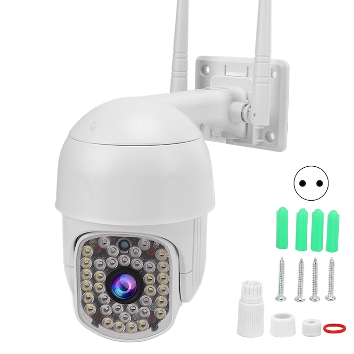 Camera de supraveghere Jormftte, duala, 2MP, noapte cu infrarosu, audio bidirectional, 1080P, 100-240V
