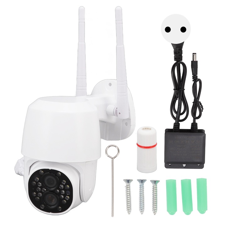 Camera IP Jormftte PTZ 1080P, rezistenta IP66, viziune nocturna color, 350° rotire, 90° inclinare