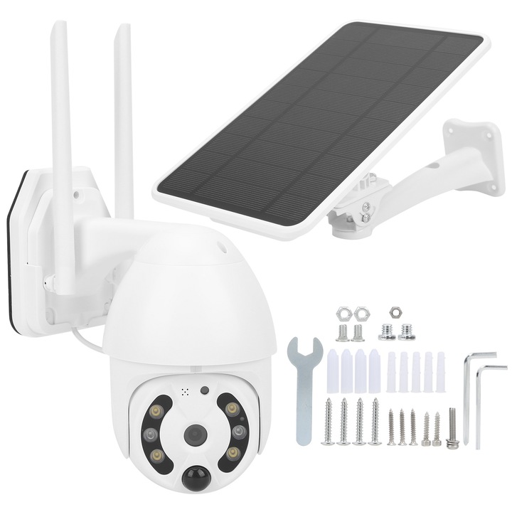Camera cu suport de lampa Jormftte, 360 grade, 1080p, detectie miscare, alba, 110-220V