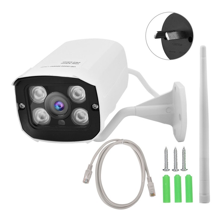 Camera de supraveghere Jormftte, IP, 1080P, unghi larg 166°, viziune nocturna, audio bidirectional