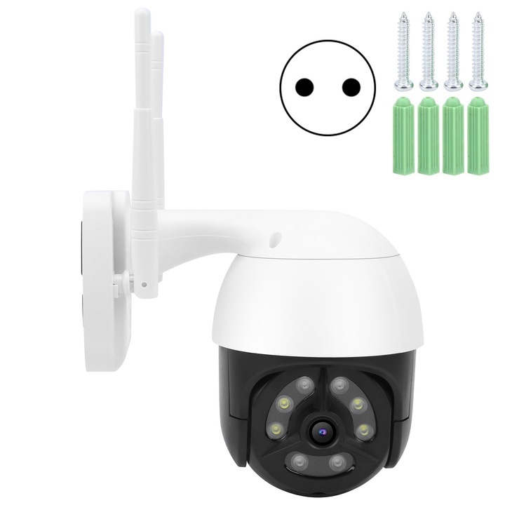 Camera IP Jormftte 1080P, detectie miscare, viziune nocturna infrarosu, waterproof IP66, alimentare DC 12V