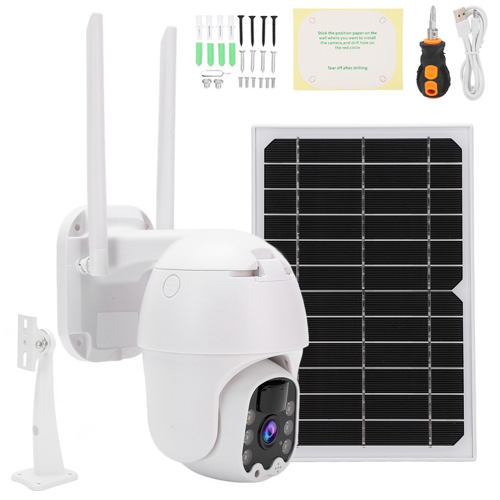 Camera de supraveghere IP Jormftte, 1080P, alb, suporta detectie miscare, intercom vocal
