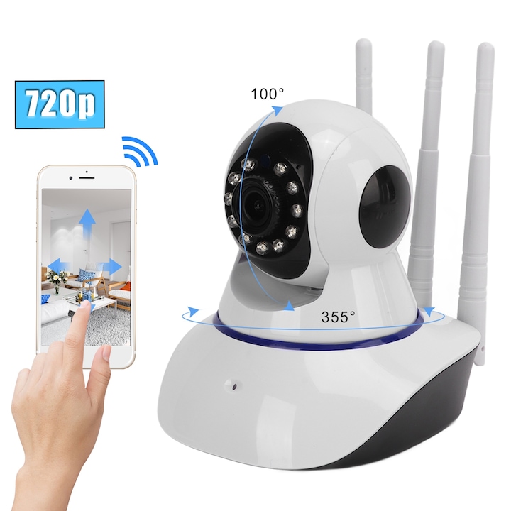 Cameră de supraveghere Jormftte cupolă WIFI P2P 1080P, 23 LED-uri, impermeabilă IP65, pentru exterior, alb