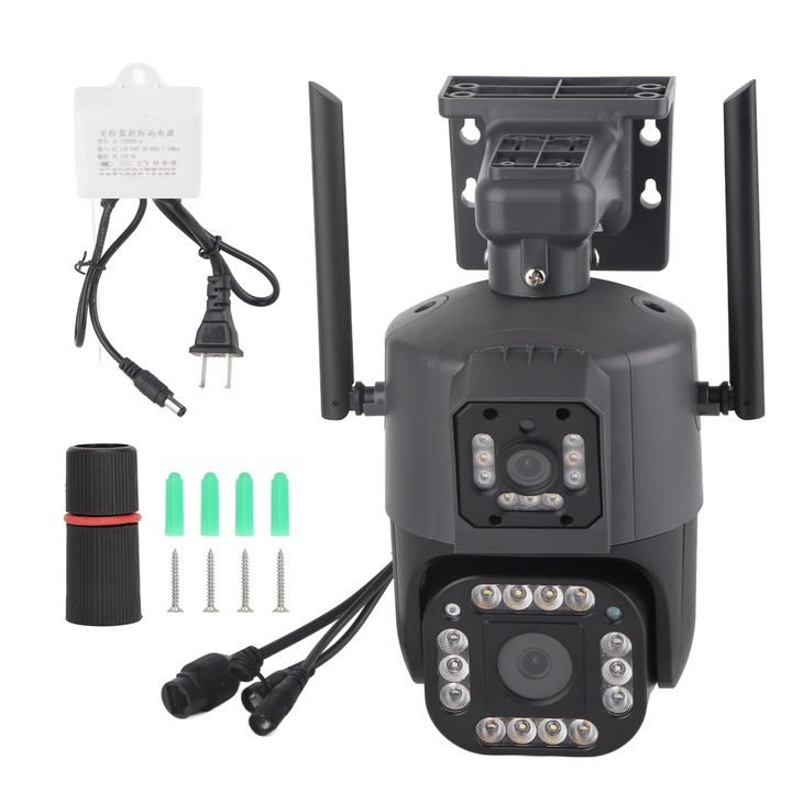Camera IP Jormftte 1080P, waterproof IP66, viziune nocturna, detectie miscare, alimentare DC 12V