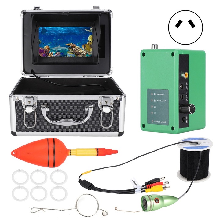 Camera de pescuit subacvatica Jormftte, 7 inch, 1200TVL, 12 LED-uri, impermeabil IP68, acumulator 18650 4500mAh