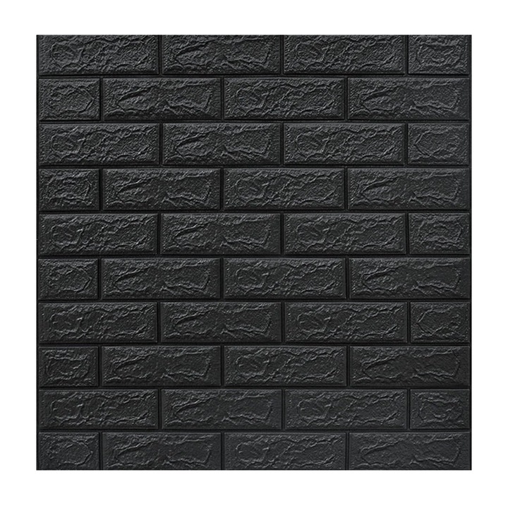 Комплект от 10 3D тапета, Flippy, 70 x 77 cm, дебелина 3 mm, полиетилен, тухлен модел, покрита повърхност 5,3 sqm, антрацитно сиво
