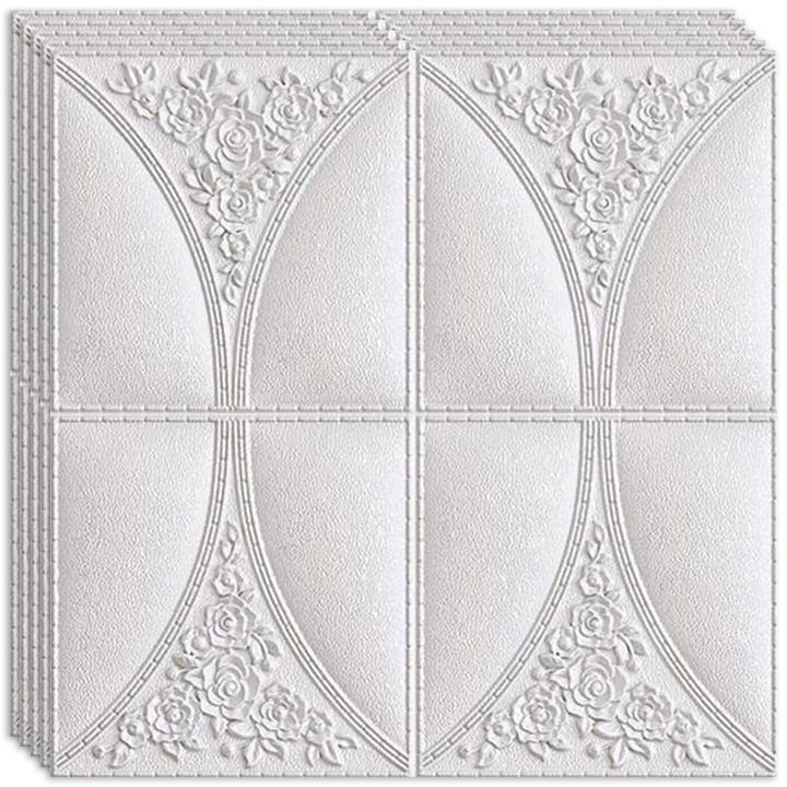 Комплект от 20 x HOZRO самозалепващи 3D тапети, Абстрактен модел, за стени и таван, обхваща площ от 9,8 кв.м., модерен дизайн, много лесен за поставяне, Бяла роза