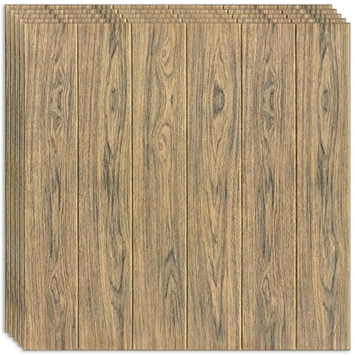 10 db-os HOZRO öntapadós 3D tapéta, fa paneleket imitáló modell, 4,9 négyzetméter alapterületű, modern dizájn, nagyon könnyen felszerelhető, sötétbarna fa