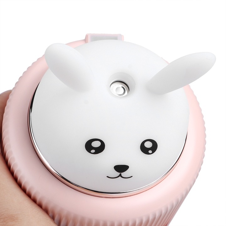 Párásító 300ml, Longziming, nyúl modell, kompakt, 9.4x15.9cm, fehér