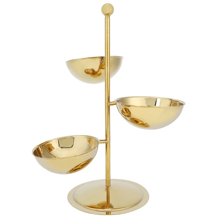 Dekoratív rozsdamentes acél tányér, Jormftte, elegáns design, arany, gyümölcsöknek és desszerteknek