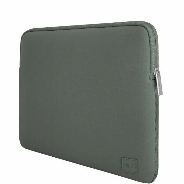 Geanta laptop UNIQ Cyprus, neopren, rezistenta la apa, verde, pentru laptop de pana la 14"