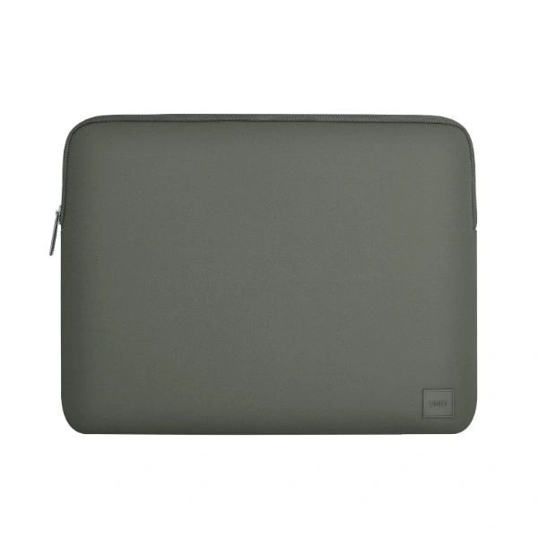 Geanta laptop UNIQ Cyprus, neopren, rezistenta la apa, verde, pentru laptop de pana la 14"